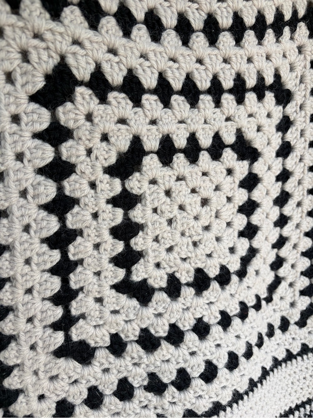 Vintage Handmade Crochet Square Tank Top - Black & Grey - Picture 6 of 6